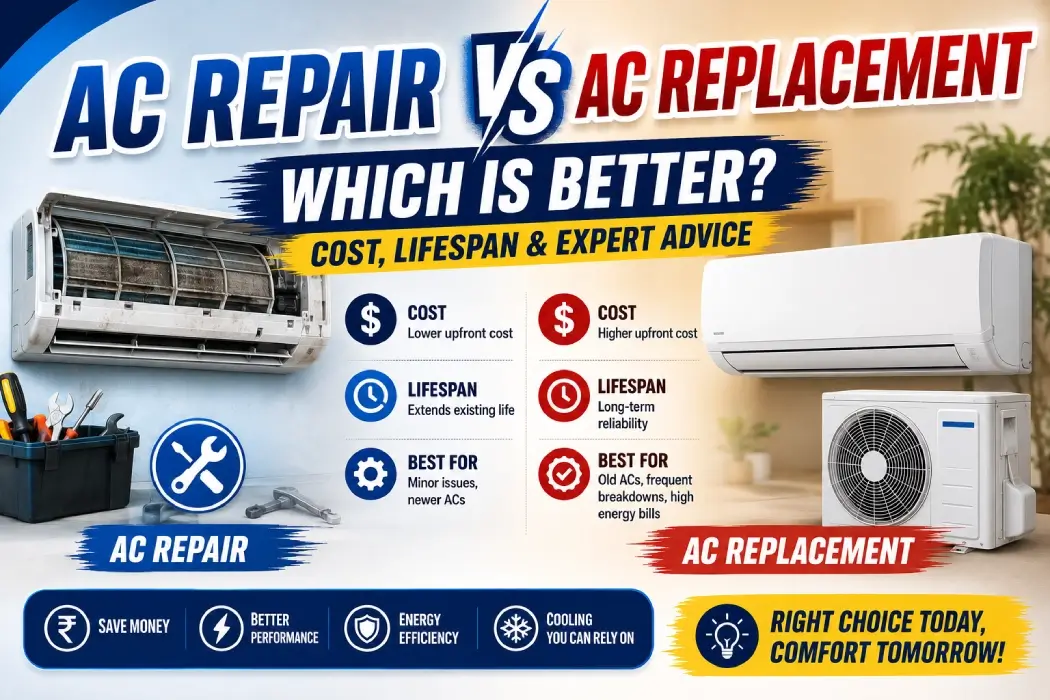 Technician comparing AC repair vs AC replacement in Bahrain