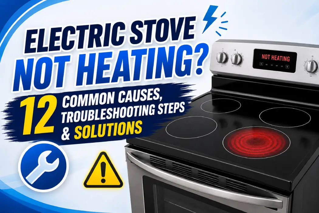 Technician inspecting a burned-out electric stove heating element